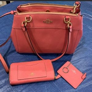 Coach Christie Carryall Satchel w/ Matching Wallets
